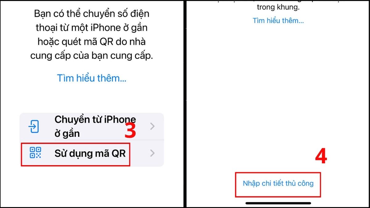 Cách cài eSIM trên iPhone 14 Pro Max bằng cách thủ công - bước 2,3