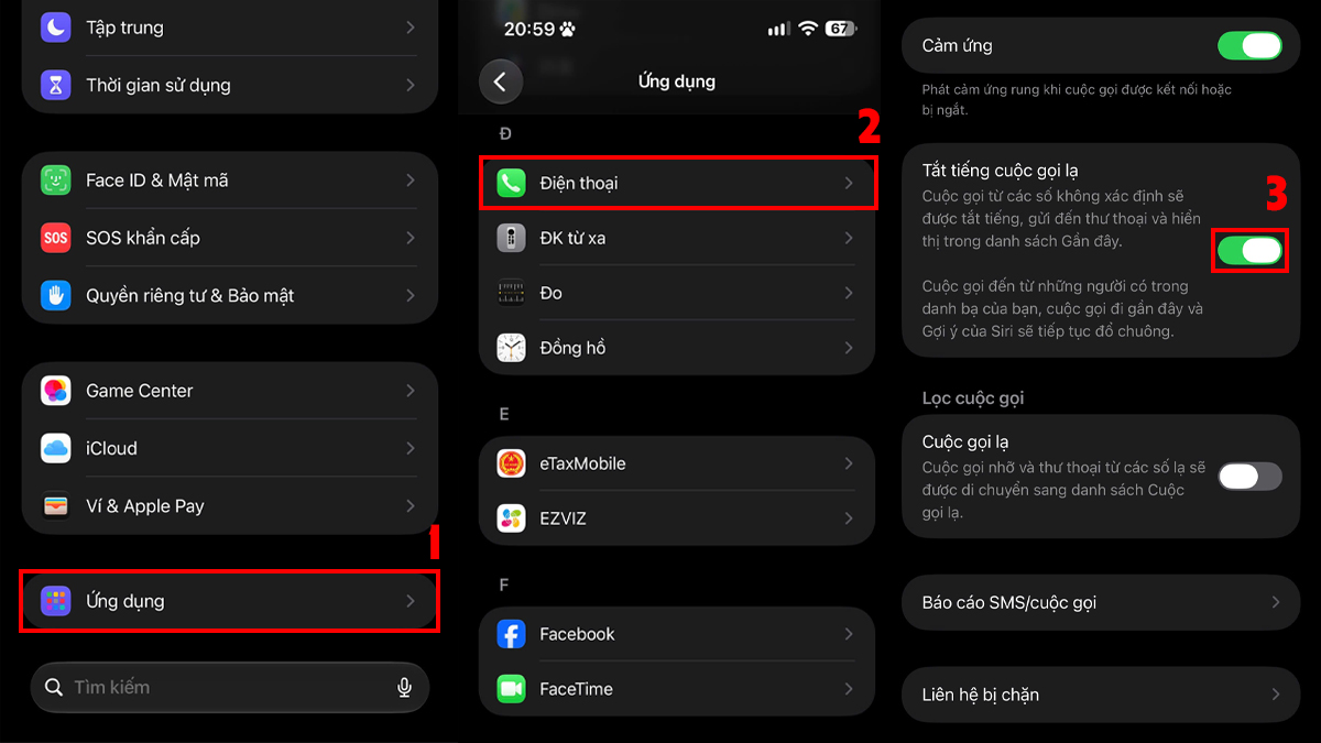 Bật tính năng Tắt tiếng cuộc gọi không rõ danh tính (iOS)