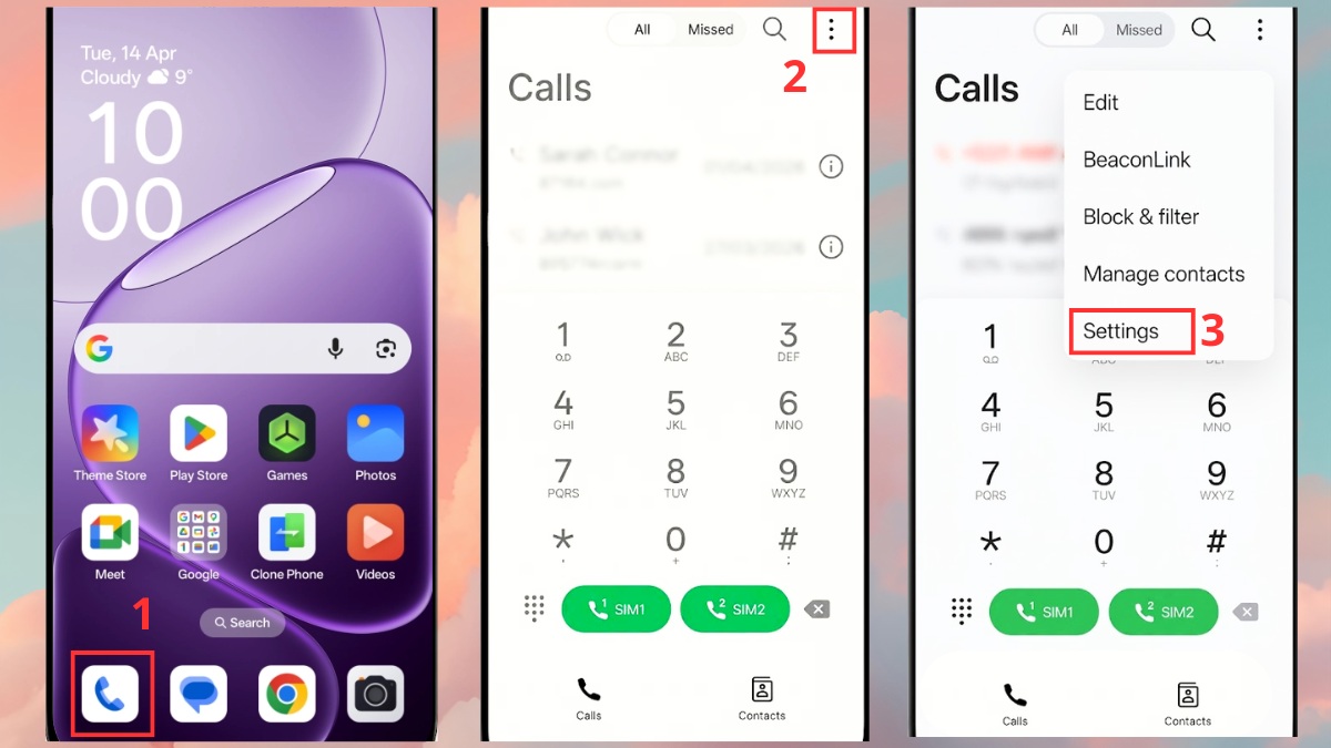Cách bỏ chặn số lạ trên điện thoại OPPO - bước 1