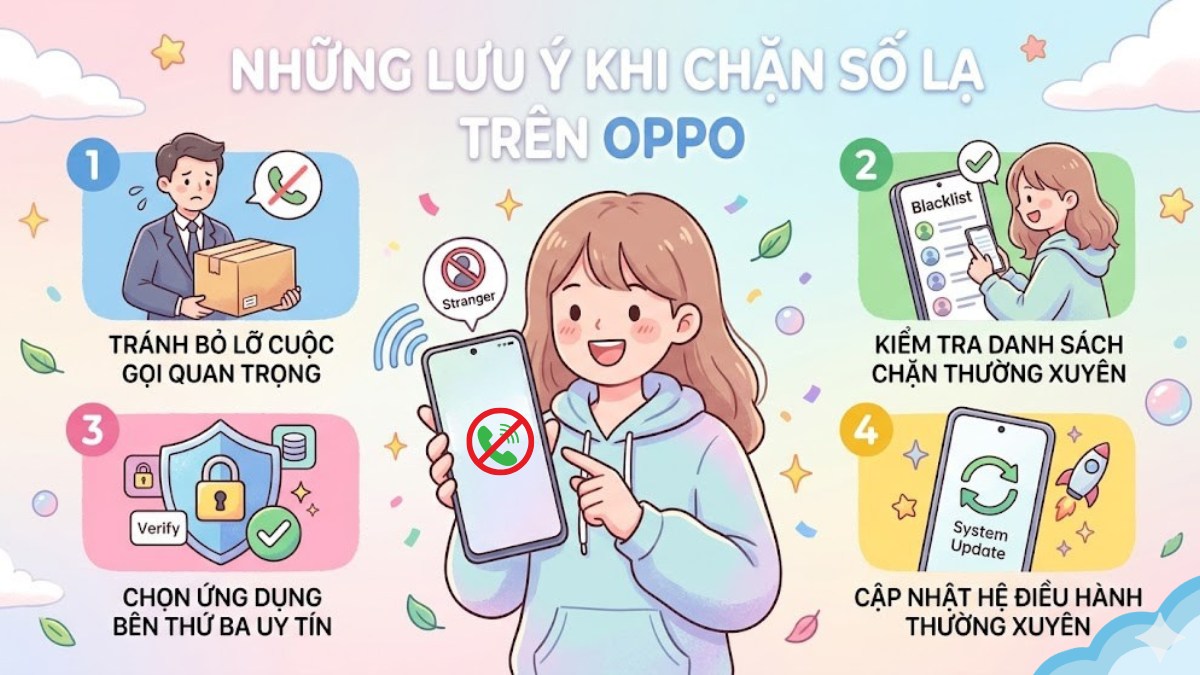 Những lưu ý quan trọng khi chặn số lạ trên OPPO