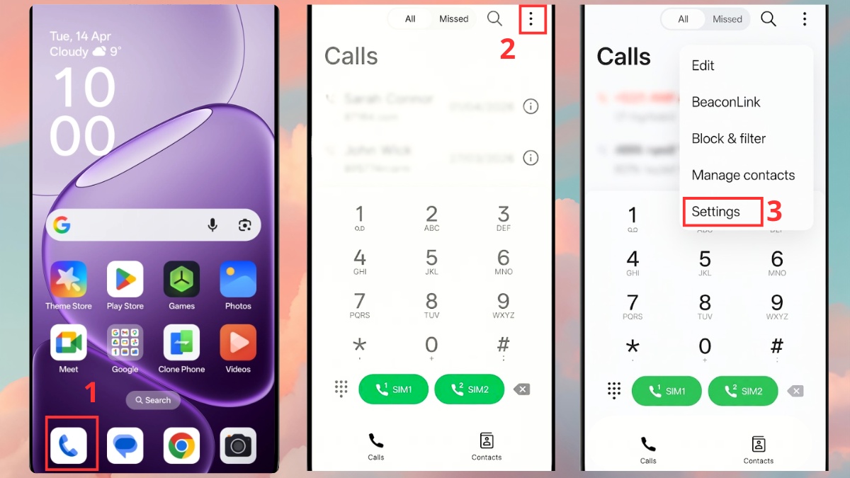 Cách chặn tất cả số lạ ngoài danh bạ OPPO - bước 1