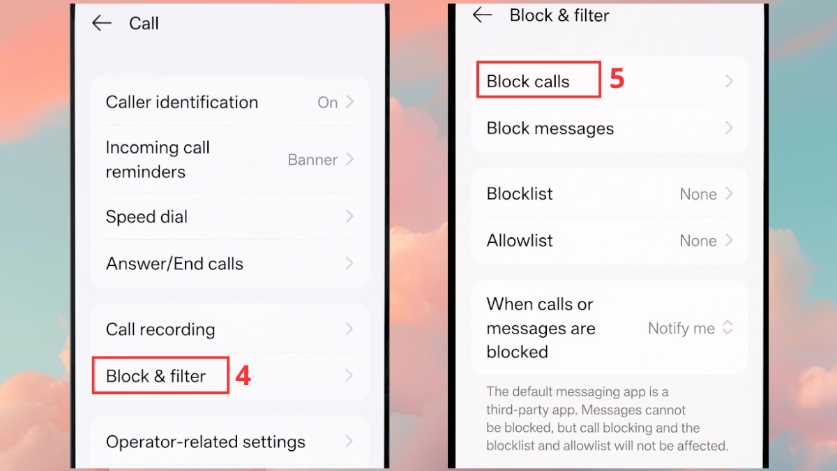 Cách chặn tất cả số lạ ngoài danh bạ OPPO - bước 2