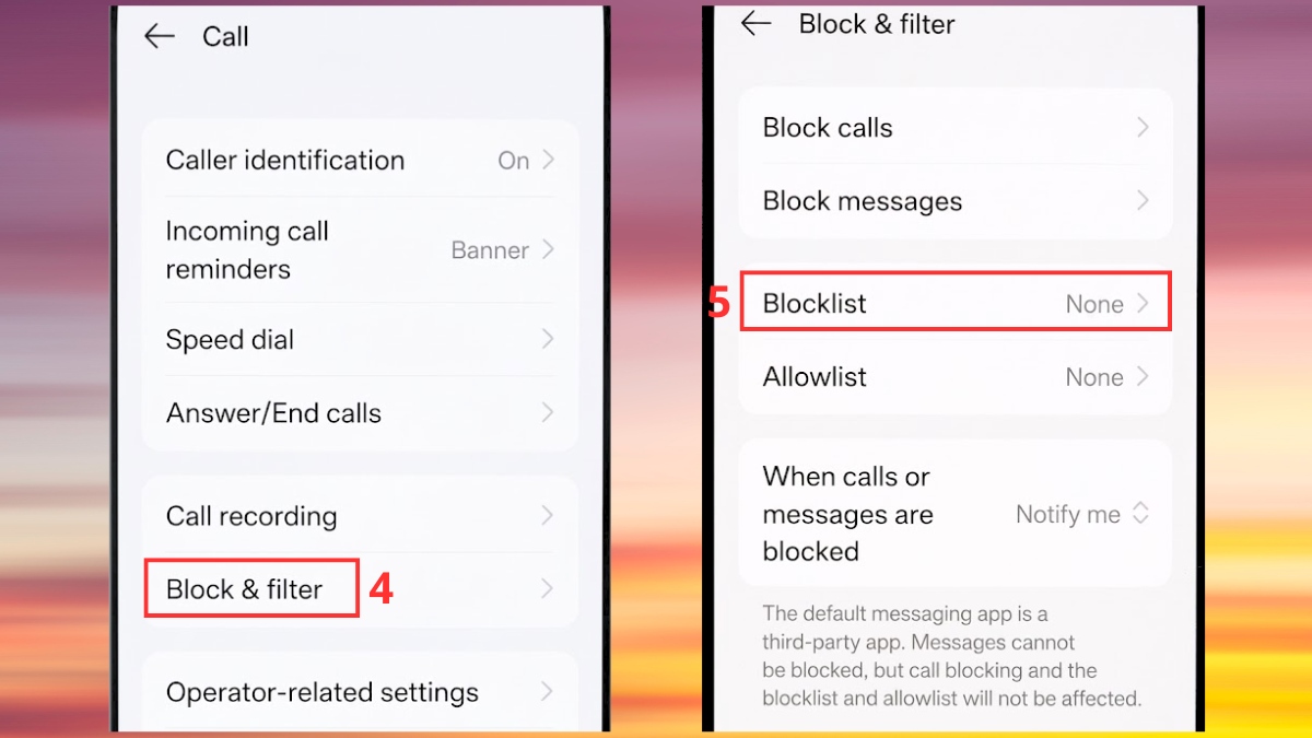 Cách thêm thủ công vào danh sách chặn trên OPPO - bước 2