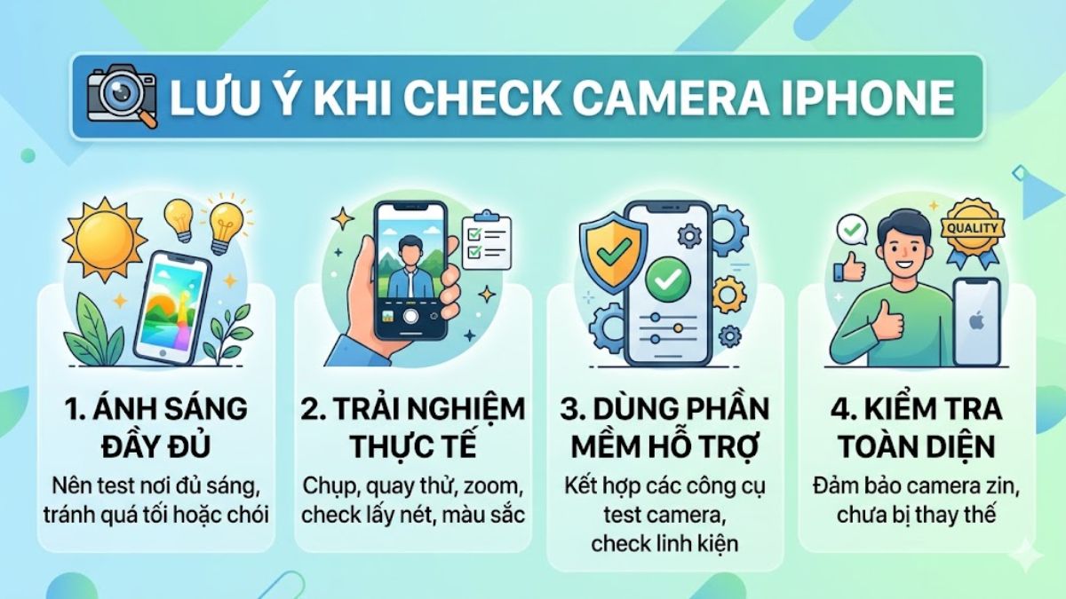 Các lưu ý khi check camera iPhone