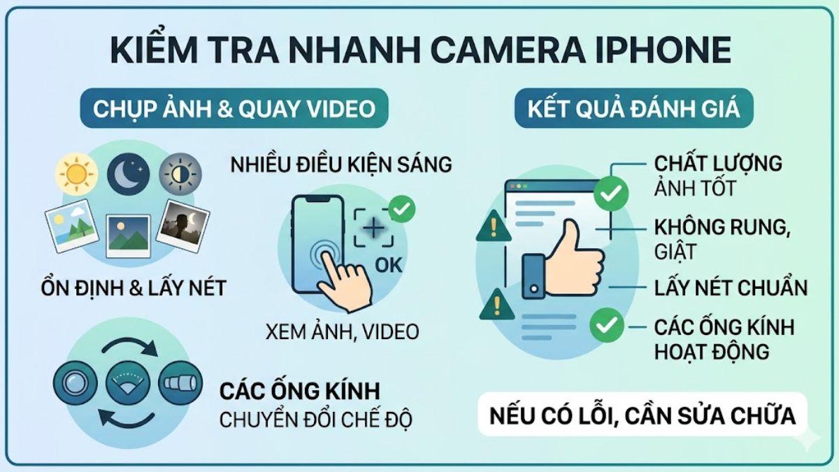 Cách check camera iPhone an toàn - kiểm tra nhanh bằng camera