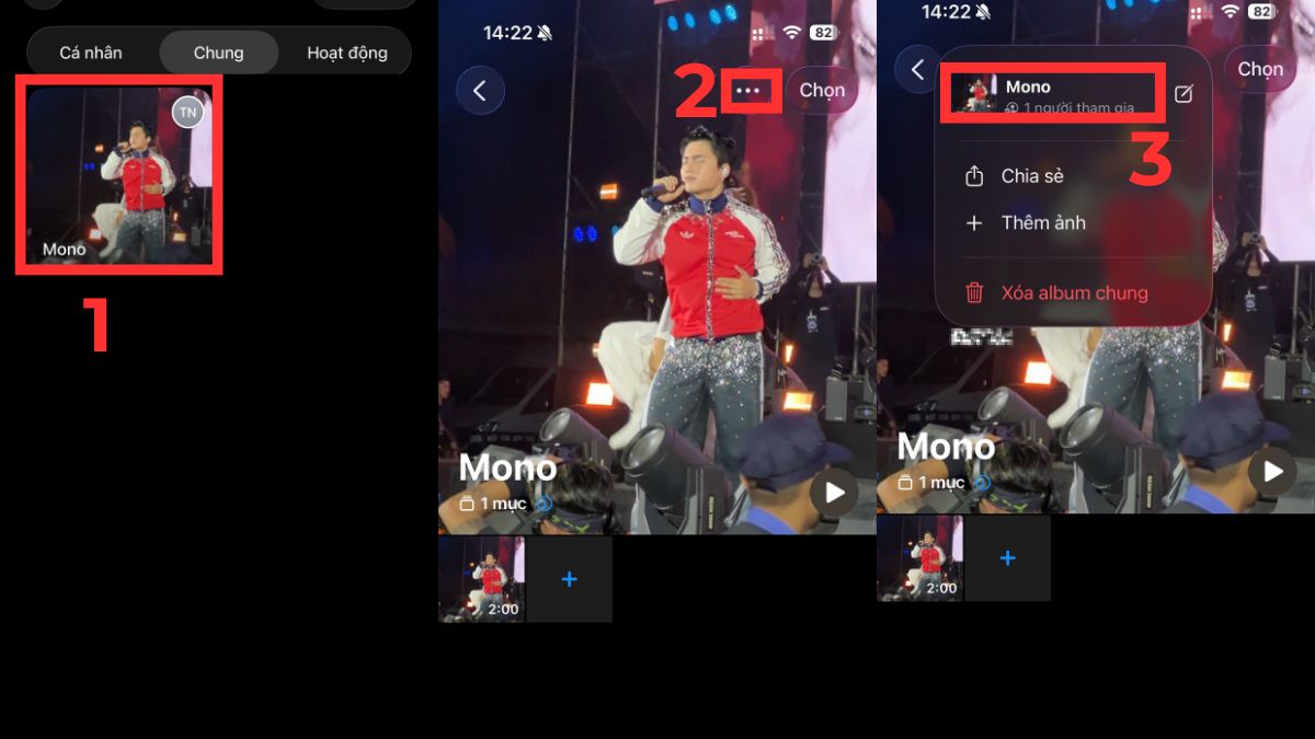 Cách quản lý Album đã chia sẻ (xóa album) - bước 1