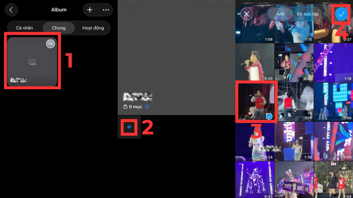 Cách thêm ảnh vào Album đã chia sẻ