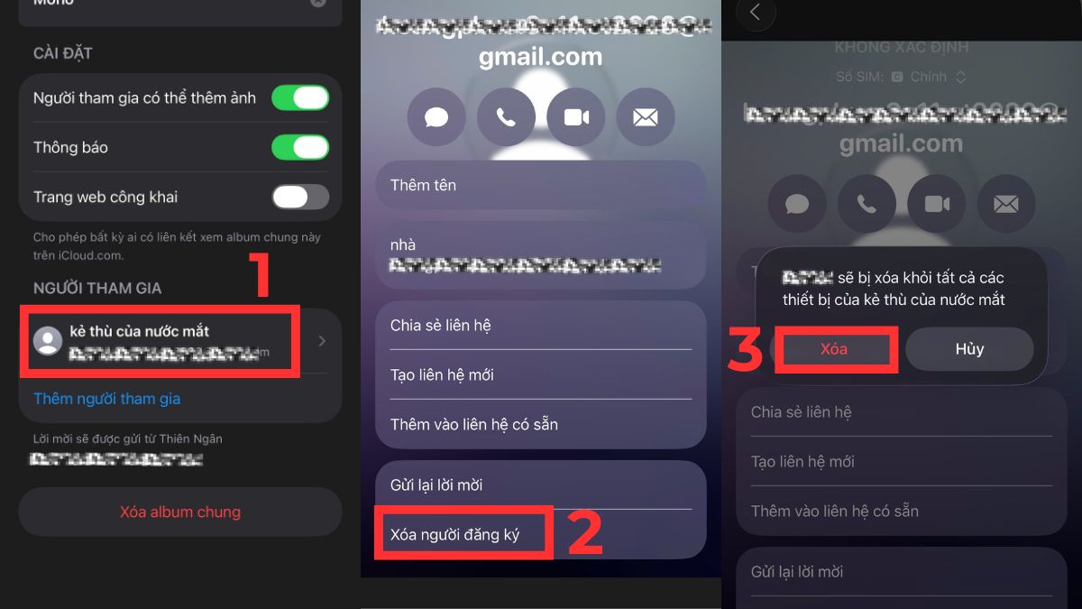 Cách quản lý Album đã chia sẻ (xóa người tham gia)