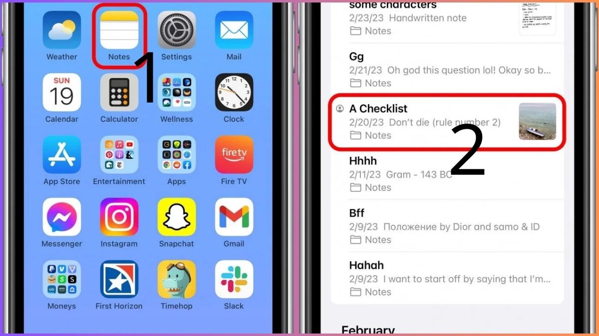 Cách điều chỉnh hoạt động chia sẻ ghi chú - bước 1
