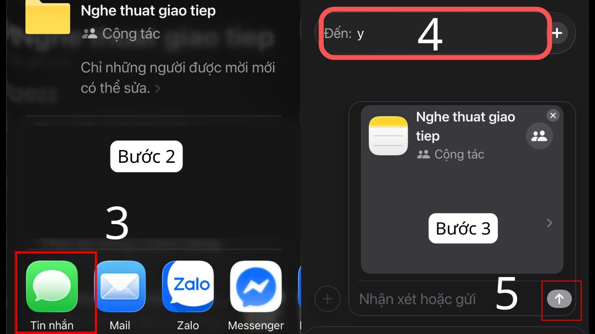 Cách gửi lời mời cộng tác trên Thư mục - bước 2,3
