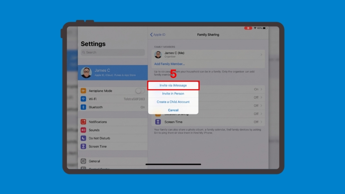 Cách chia sẻ iCloud gia đình trên iPad - bước 4