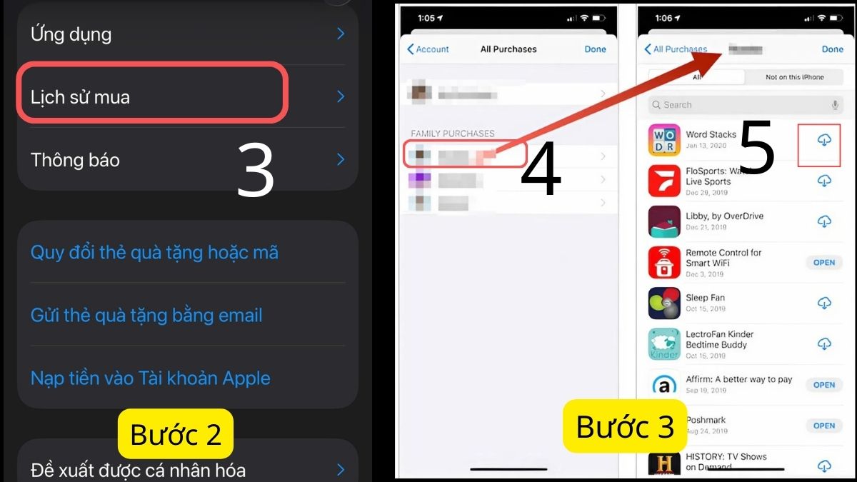 Cách thành viên tải ứng dụng đã chia sẻ - bước 2,3