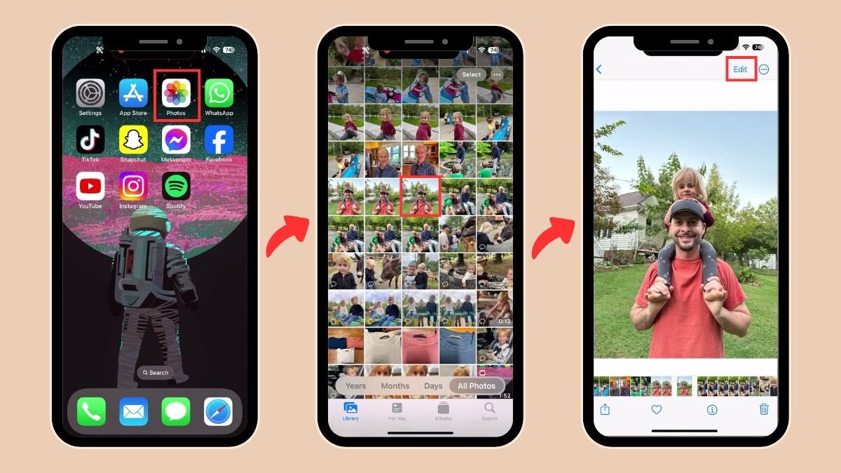 Cắt và tùy chỉnh tỉ lệ khung hình sau khi chụp camera iPhone 12 Pro Max - bước 1