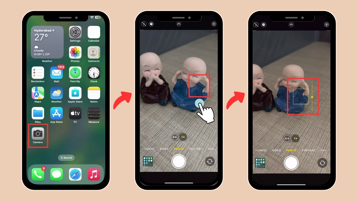 Chỉnh độ phơi sáng bằng thanh trượt trên camera iPhone 12 Pro Max 
