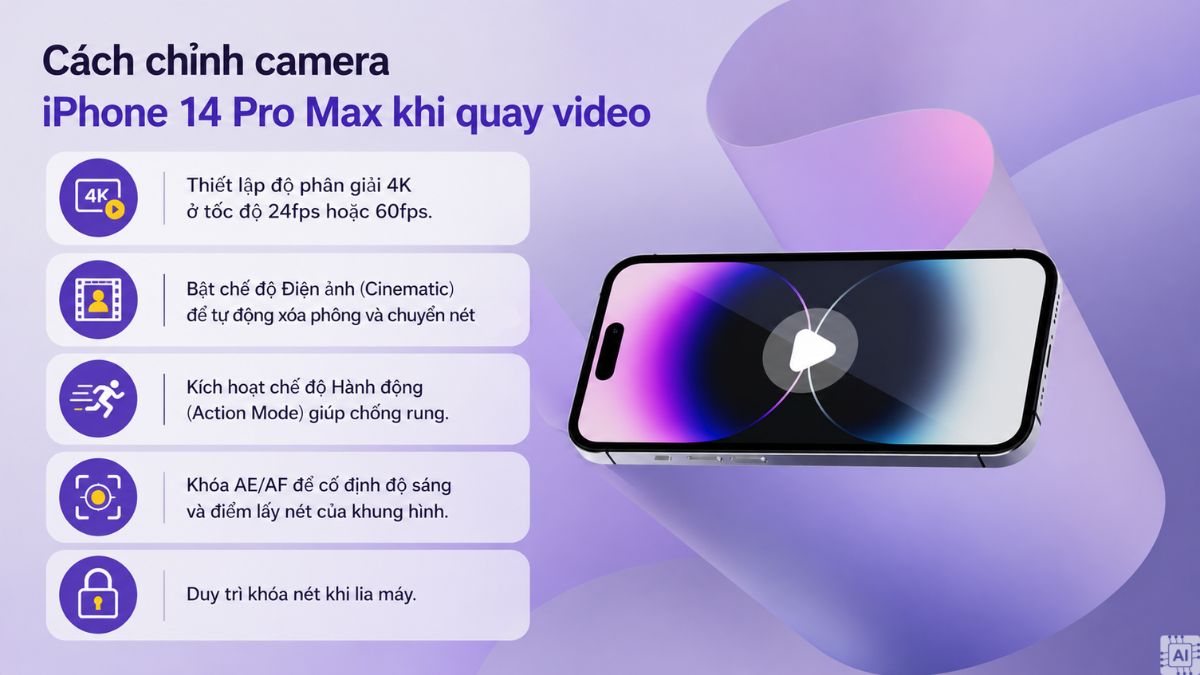 Cách chỉnh camera iPhone 14 Pro Max khi quay video