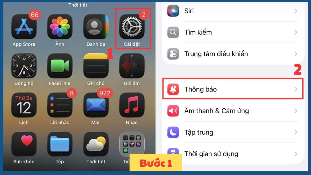 Tắt thông báo hiển thị để chống nhìn trộm màn hình iPhone - bước 1