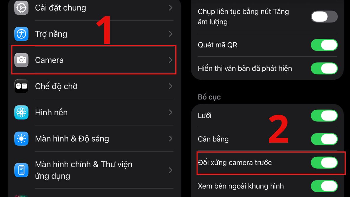 Cách chụp ảnh đẹp trên iPhone 12 bằng cách tắt chế độ tự phản chiếu ảnh 