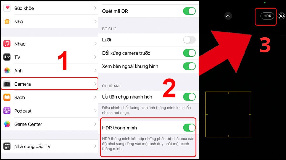 Bật HDR khi chụp chân dung để hạn chế đỏ mắt 