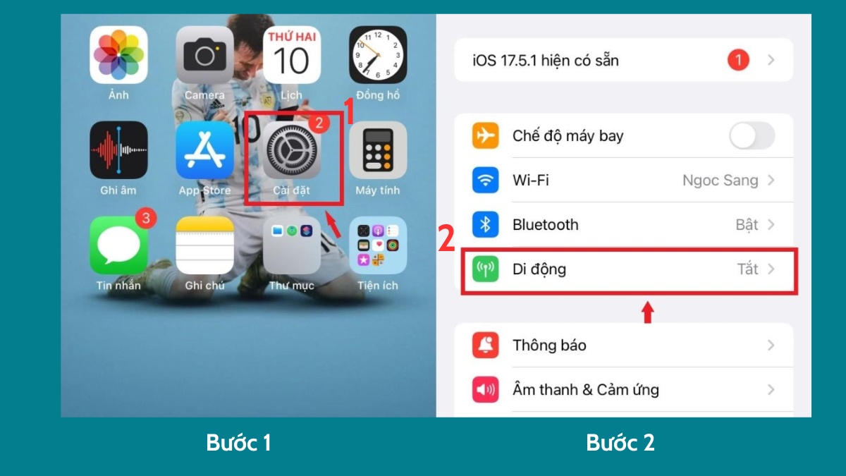 Cách chuyển 3G sang 4G trên iPhone - bước 1,2