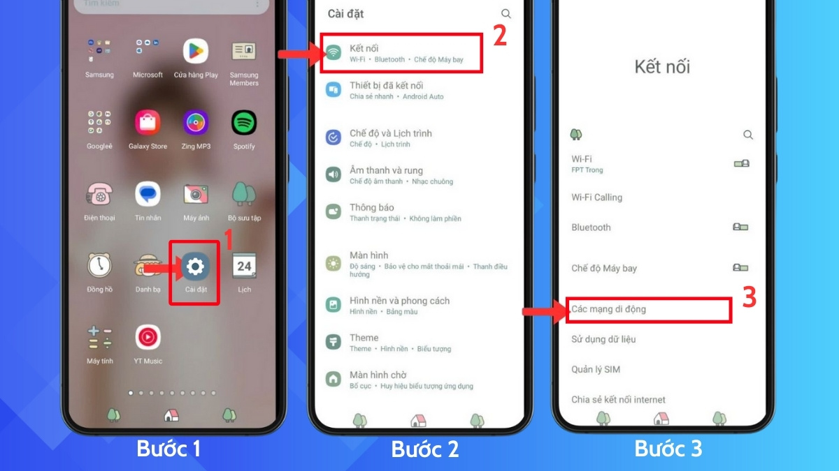 Cách chuyển 3G sang 4G trên điện thoại Android - bước 1,2,3