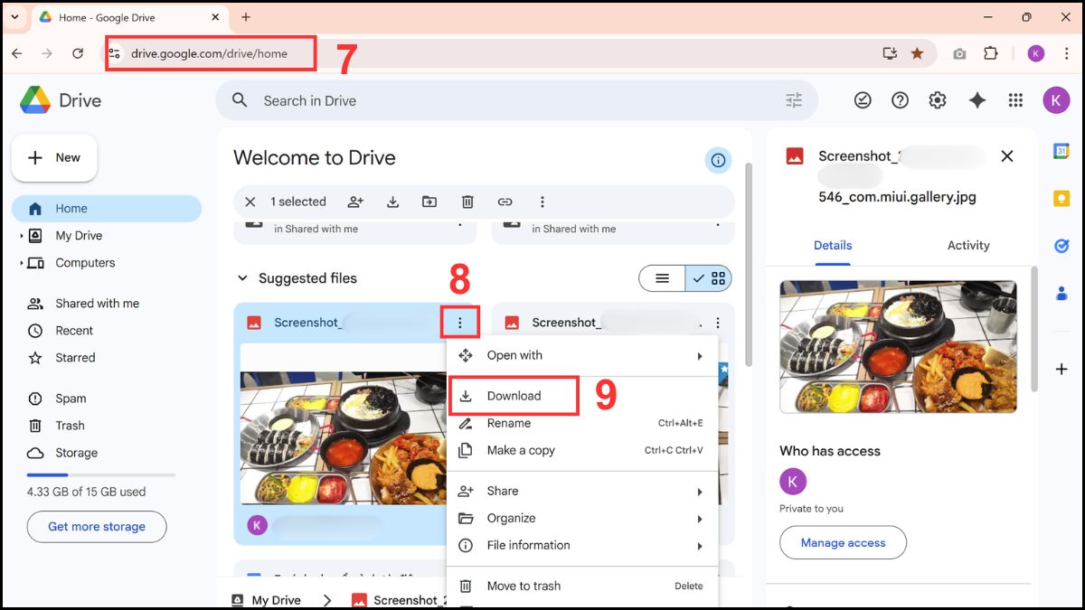 Cách chuyển ảnh từ điện thoại sang máy tính bằng Google Drive - bước 3