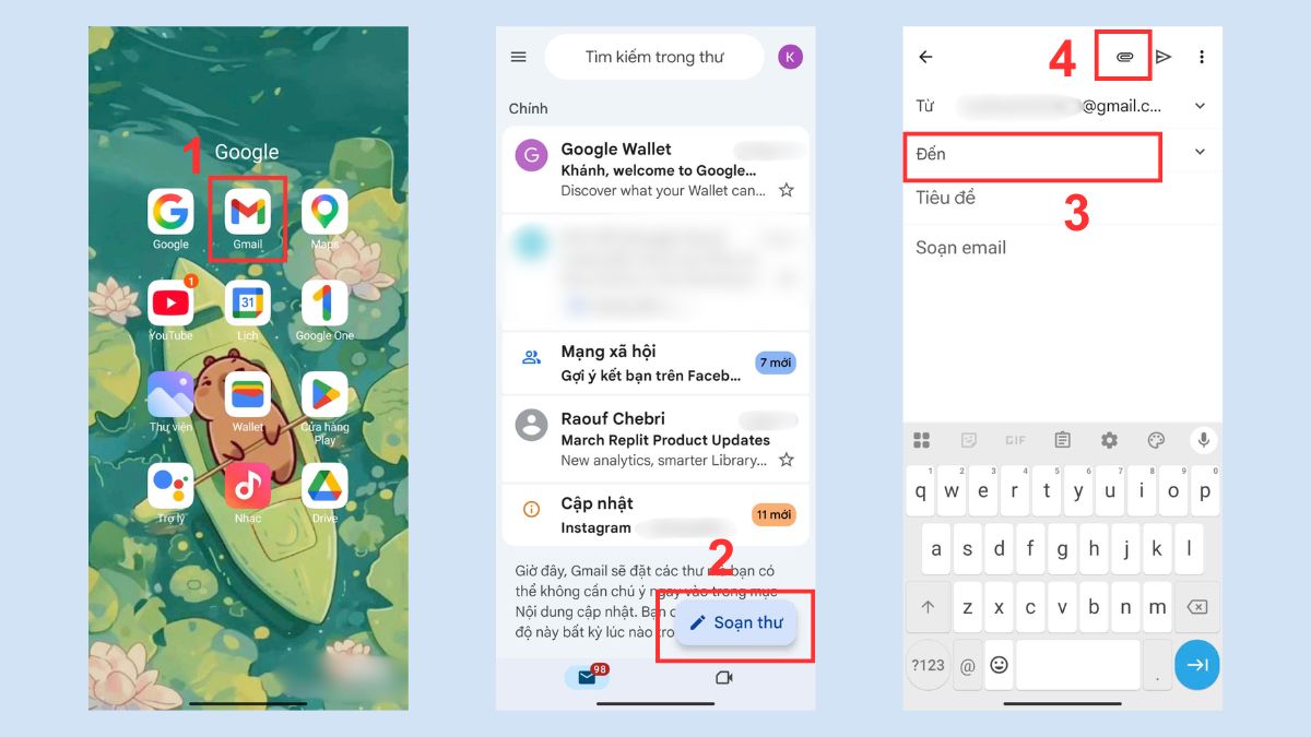 Cách chuyển ảnh từ điện thoại sang máy tính bằng email - bước 1