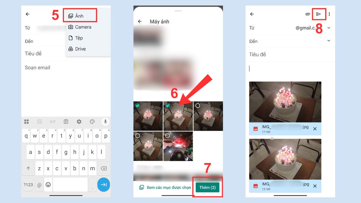 Cách chuyển ảnh từ điện thoại sang máy tính bằng email - bước 2