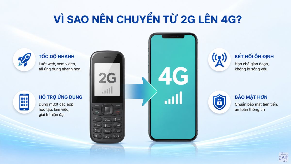 Lý do cần chuyển điện thoại từ 2G thành 4G