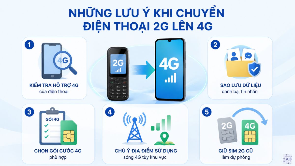 Những lưu ý khi chuyển điện thoại 2G lên 4G