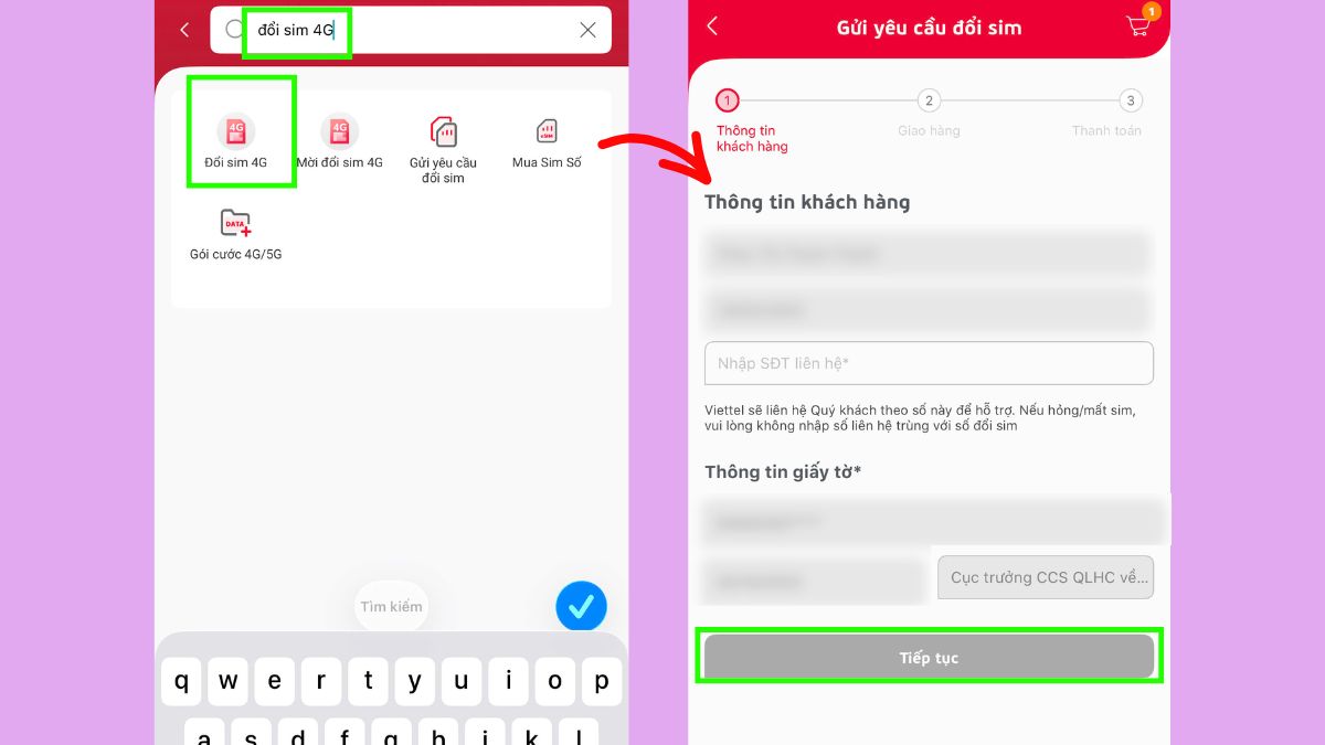 Cách chuyển điện thoại 2G lên 4G bằng My Viettel - bước 3