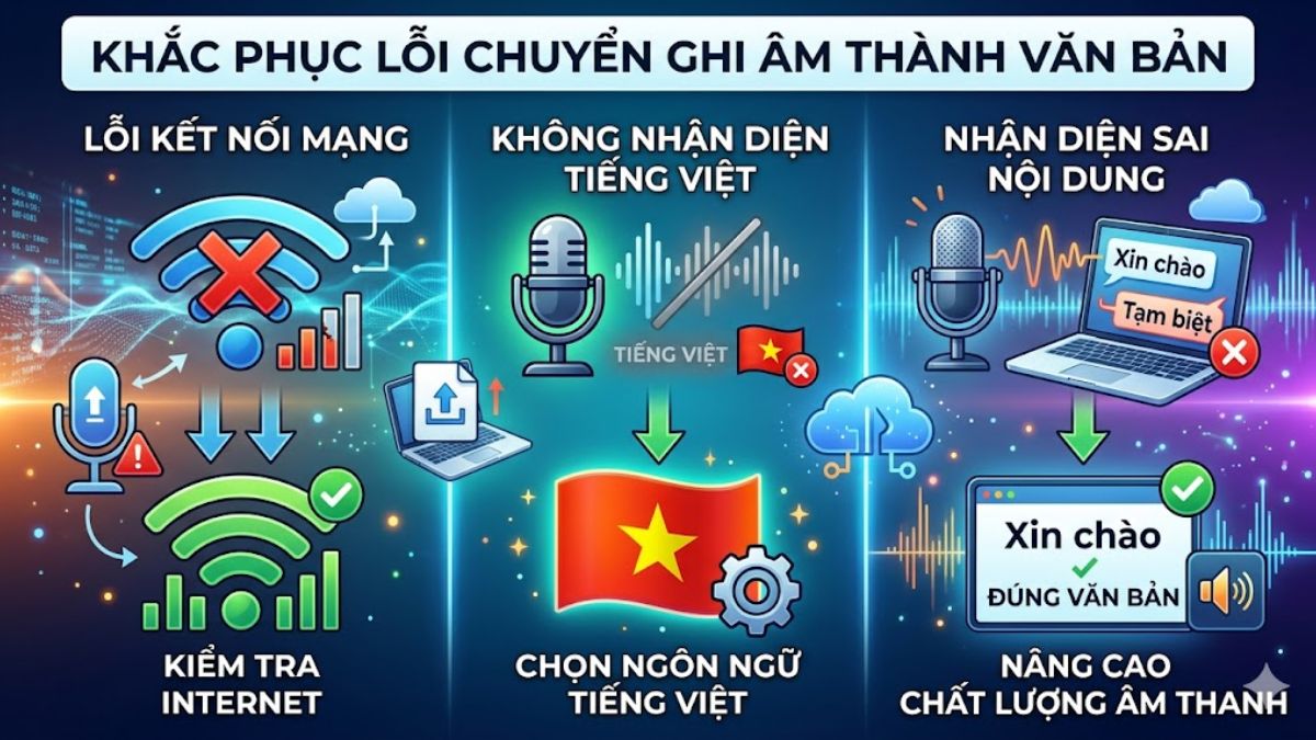Lỗi thường gặp và cách khắc phục khi thực hiện cách chuyển file ghi âm thành văn bản trên iPhone