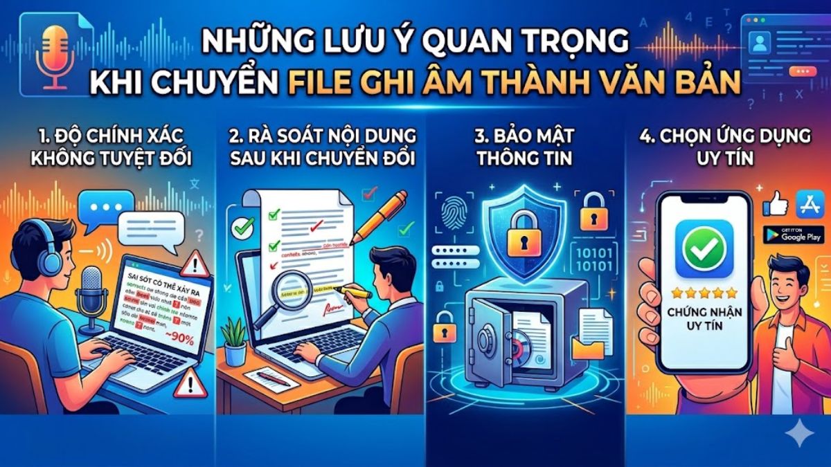 Những lưu ý quan trọng khi chuyển file ghi âm thành văn bản trên iPhone