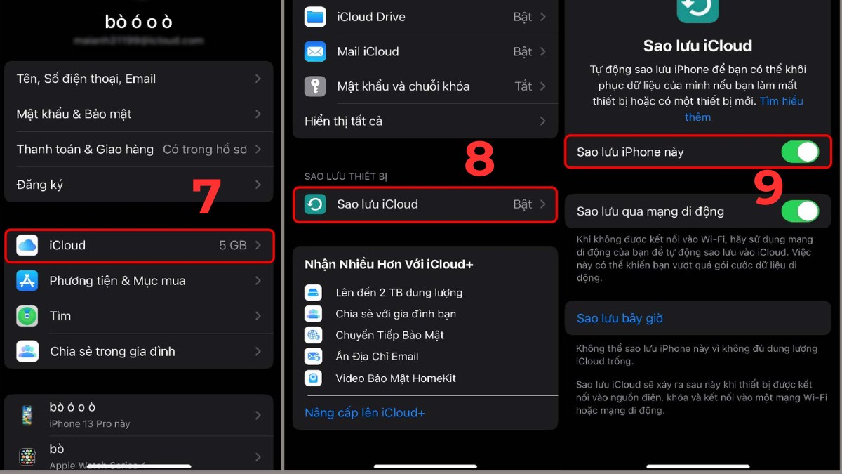 Cách chuyển tin nhắn từ iPhone cũ sang iPhone mới bằng iCloud - bước 3