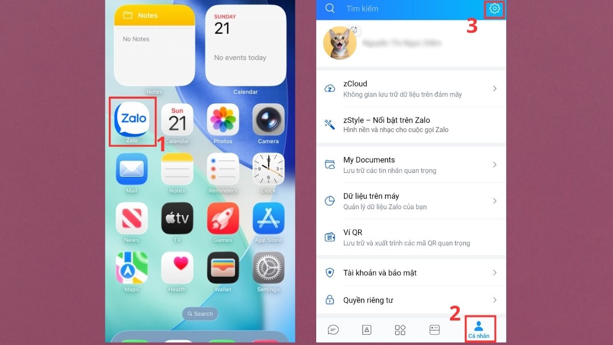 Cách chuyển Zalo từ iPhone cũ sang iPhone mới, sao lưu - bước 1