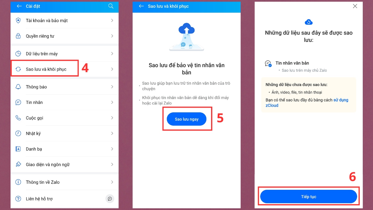 Cách chuyển Zalo từ iPhone cũ sang iPhone mới, sao lưu - bước 2