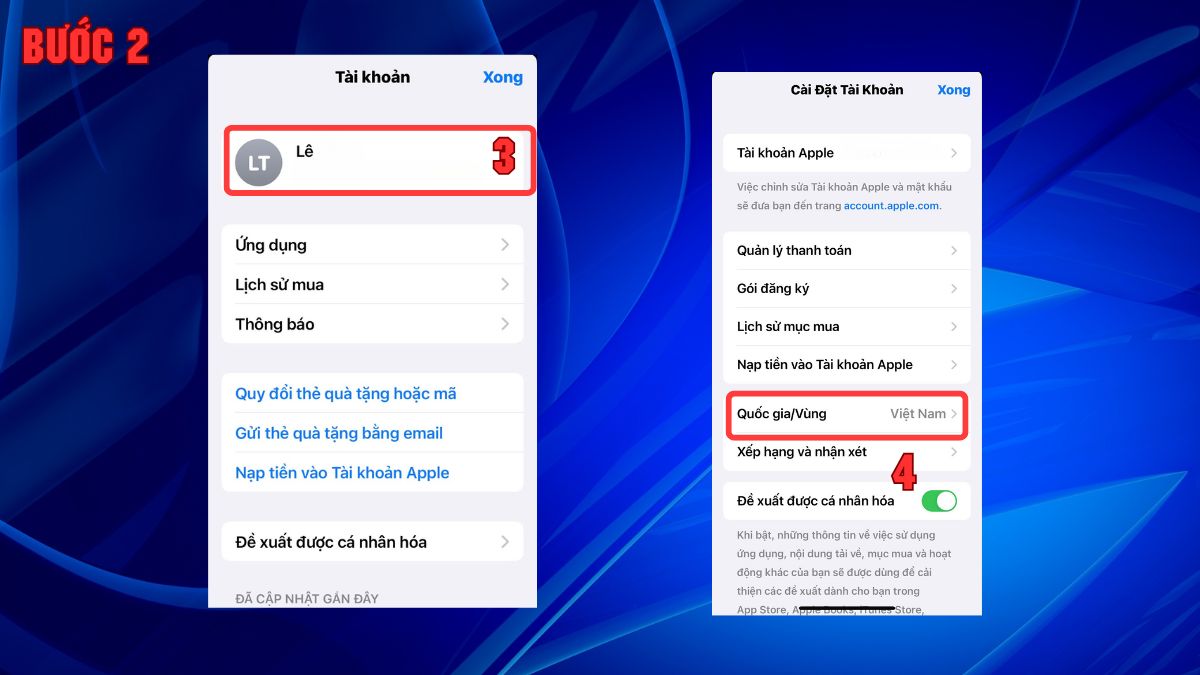 Cách chuyển vùng AppStore trên iPhone - bước 2