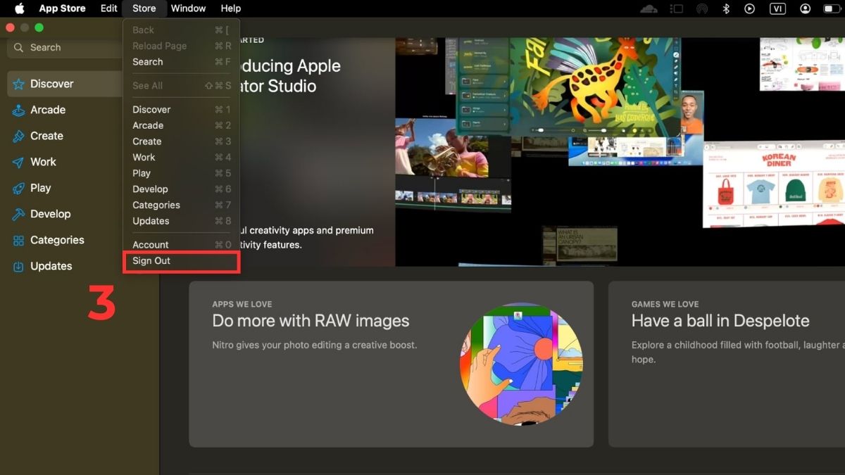 Cách đăng xuất App Store trên Macbook - bước 3