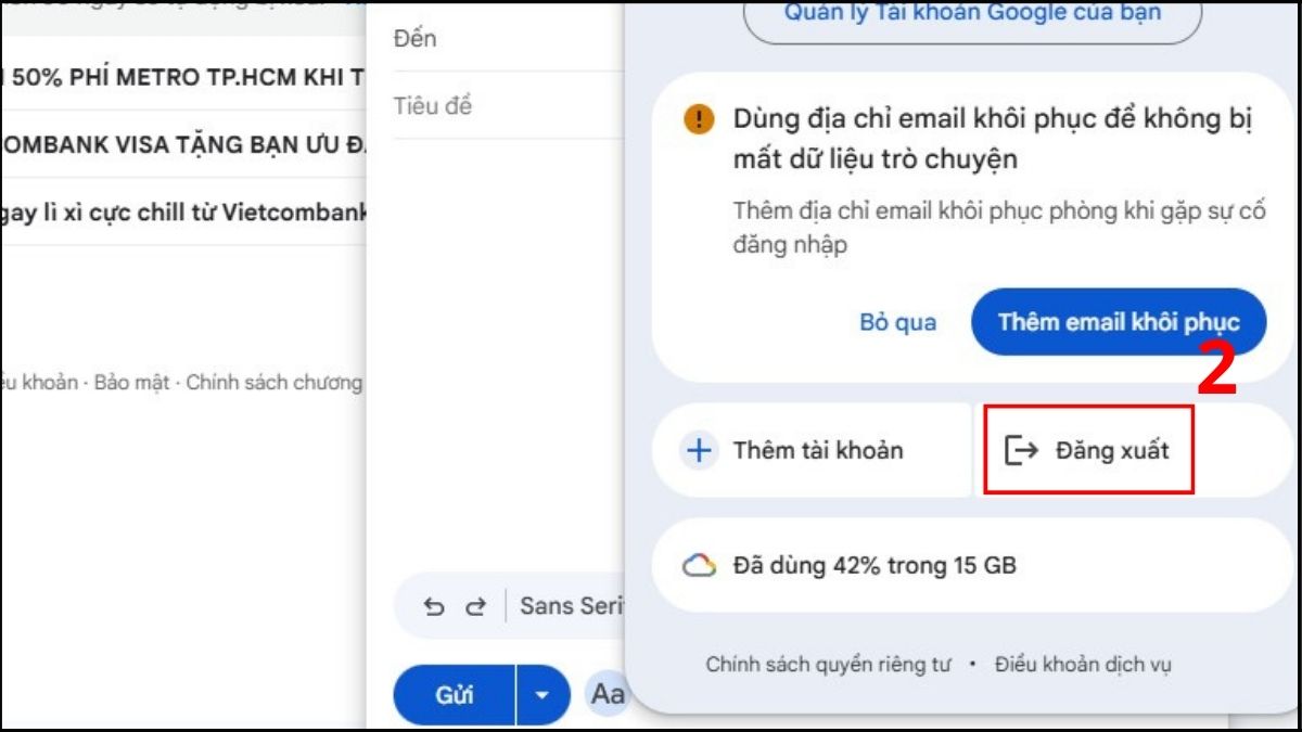 Cách đăng xuất Gmail trên máy tính đơn giản - bước 2