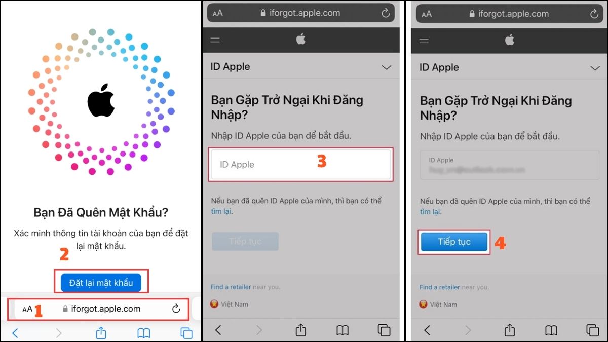 Cách đăng xuất ID Apple khi quên mật khẩu cũ - bước 1