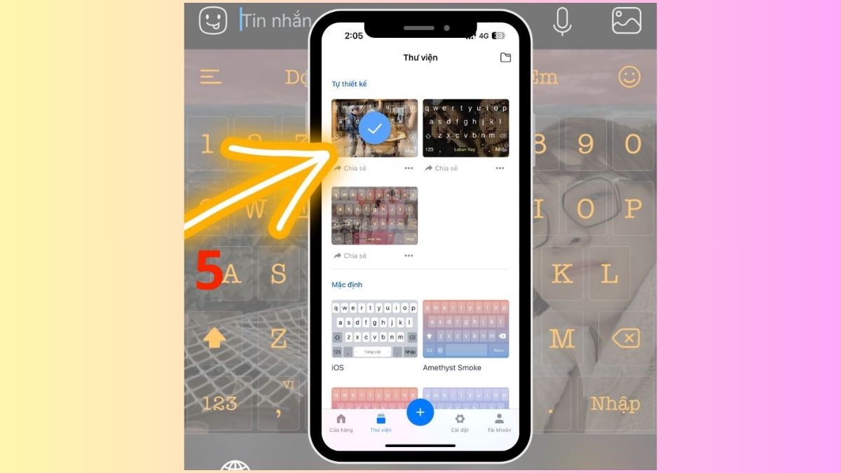 Cách đổi hình nền bàn phím điện thoại iPhone bằng Labankey - bước 4