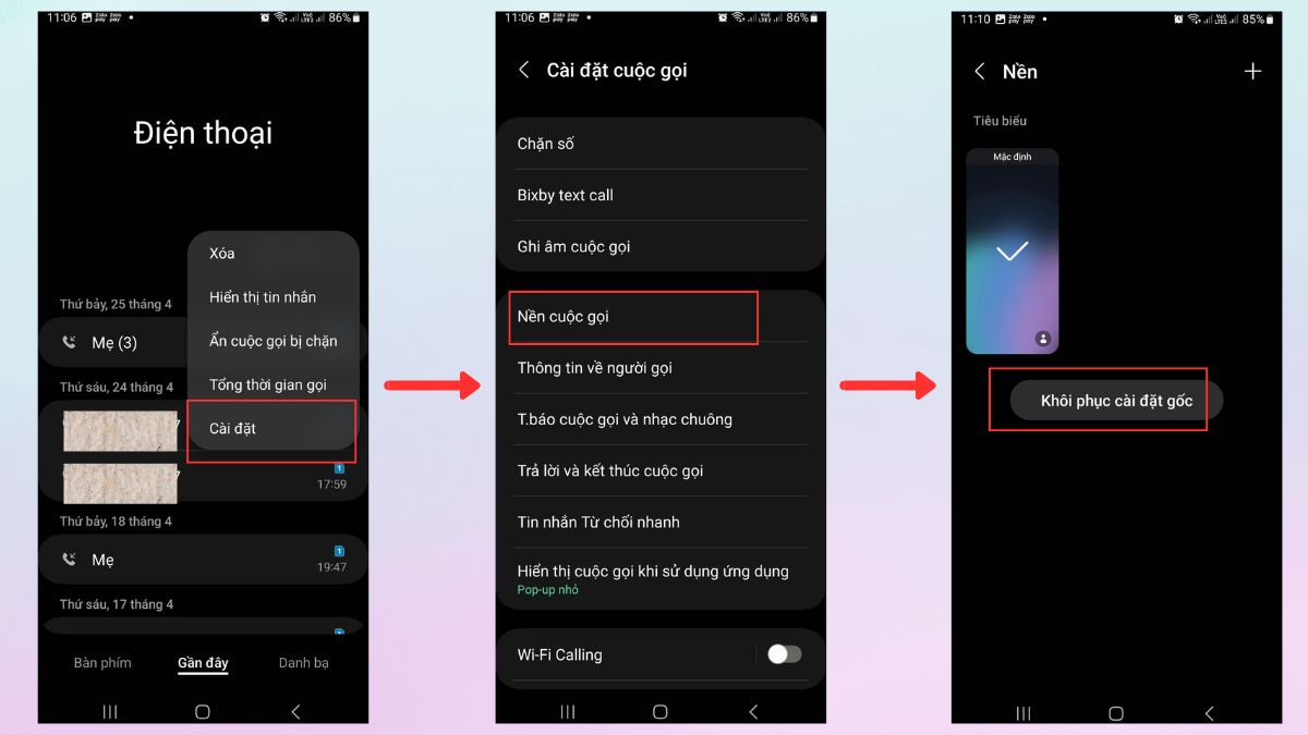 Cách khôi phục hình nền cuộc gọi về mặc định trên Android - cách 1