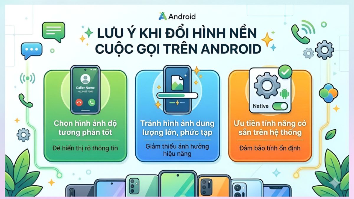 Các lưu ý khi đổi hình nền cuộc gọi trên Android