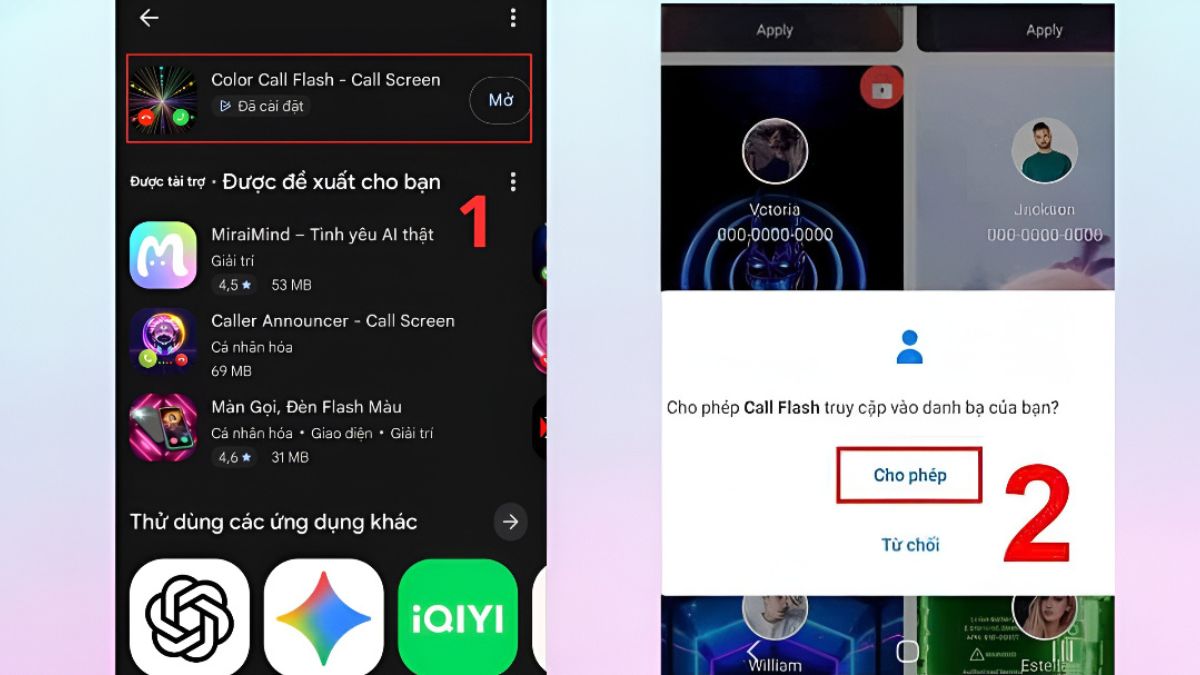 Cách đổi hình nền ngay trên cuộc gọi điện thoại Android bằng Color Call Flash - bước 1
