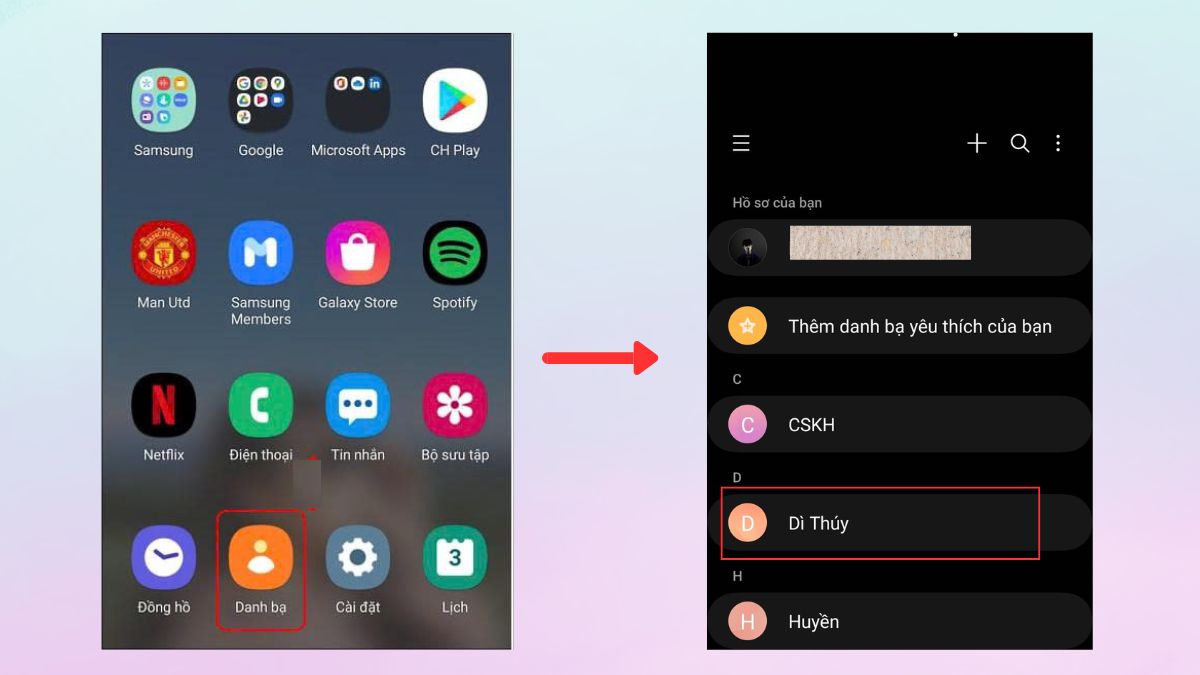 Cách đổi hình nền cuộc gọi từ danh bạ Android - bước 1