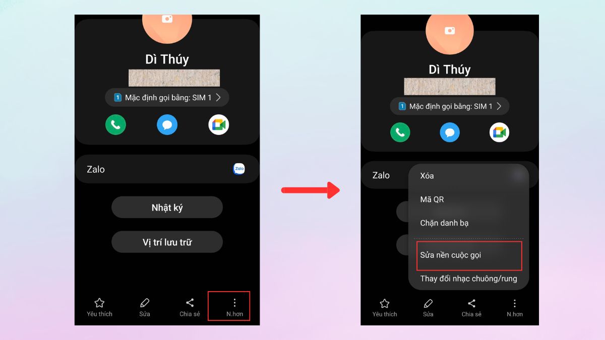 Cách đổi hình nền cuộc gọi từ danh bạ Android - bước 2