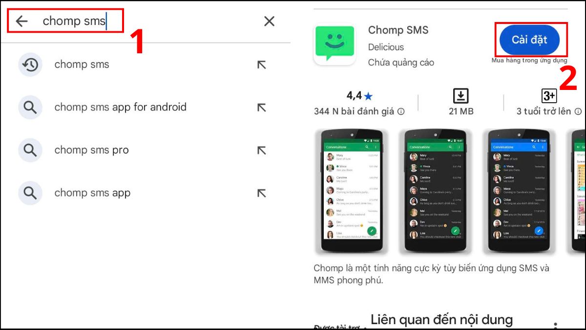 Cách đổi hình nền tin nhắn bằng Chomp SMS - bước 1