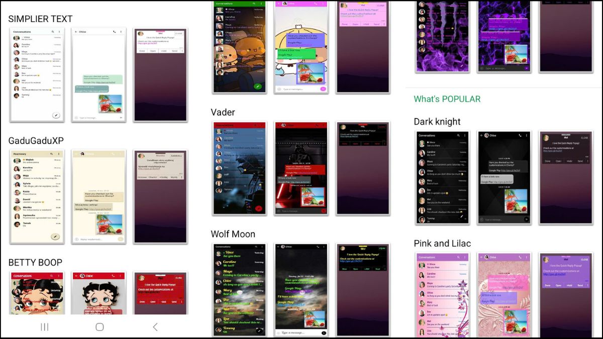 Tính năng sử dụng các chủ đề có sẵn trên Chomp SMS