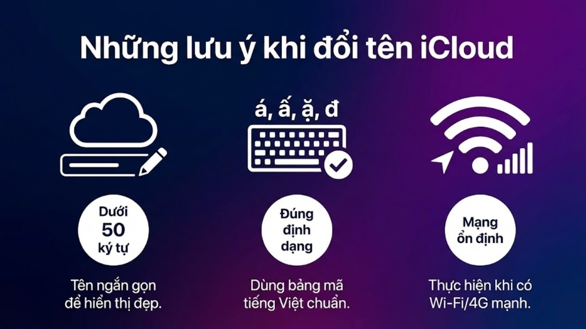 Những lưu ý khi đổi tên iCloud