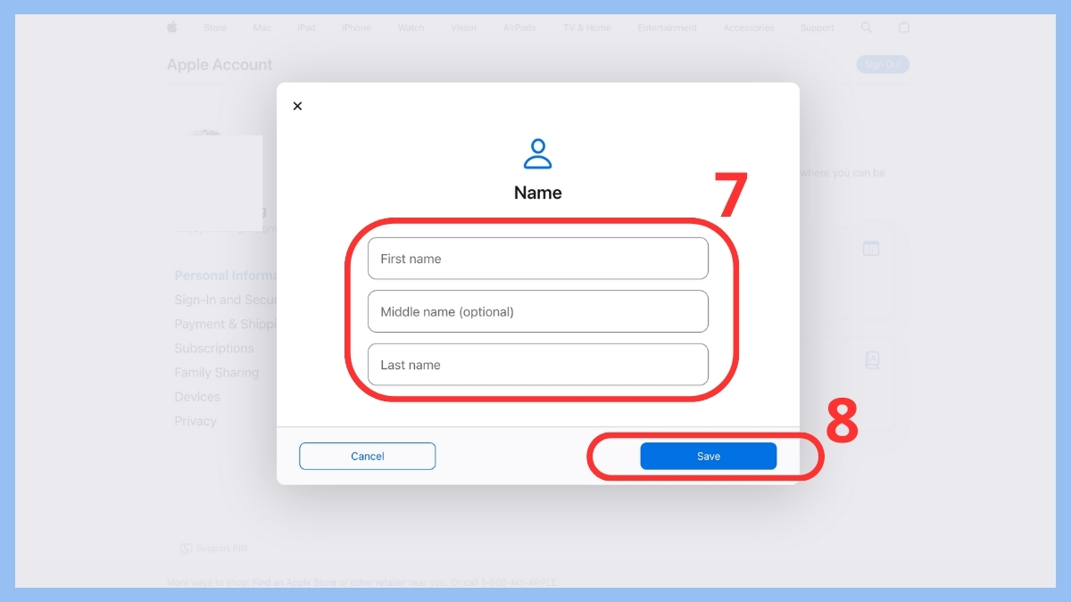 Cách đổi tên iCloud bằng Apple ID - bước 4