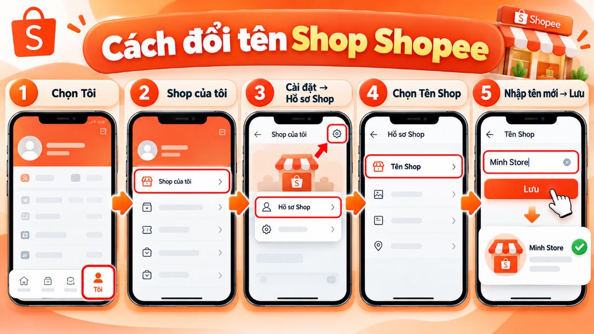 Cách đổi tên shop Shopee cho người bán